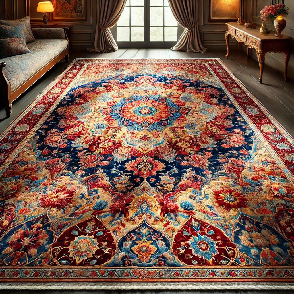 A luxurious Persian rug with vibrant colors