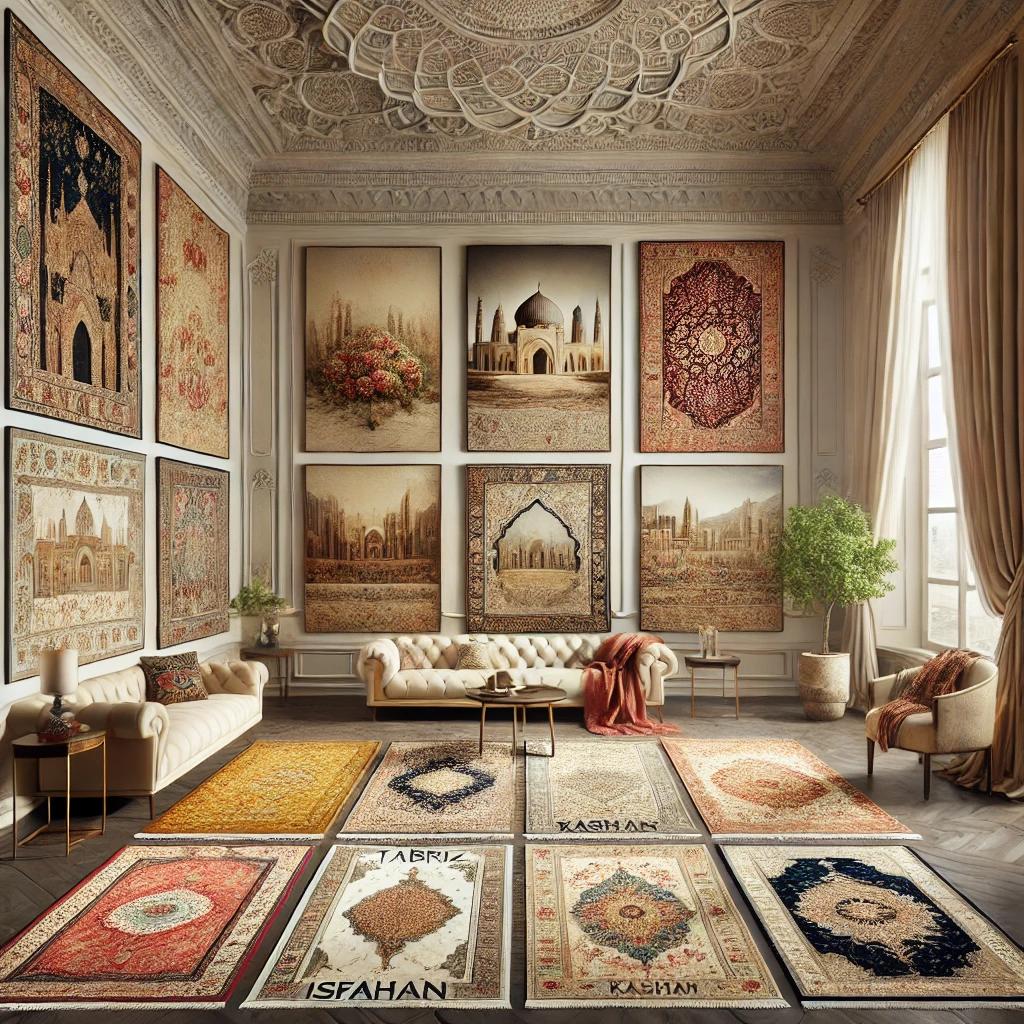 A luxurious room showcasing 10 different Persian r