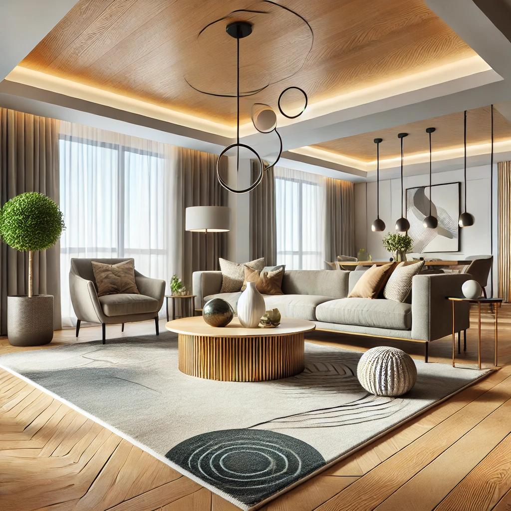 A modern living room showcasing a perfectly sized