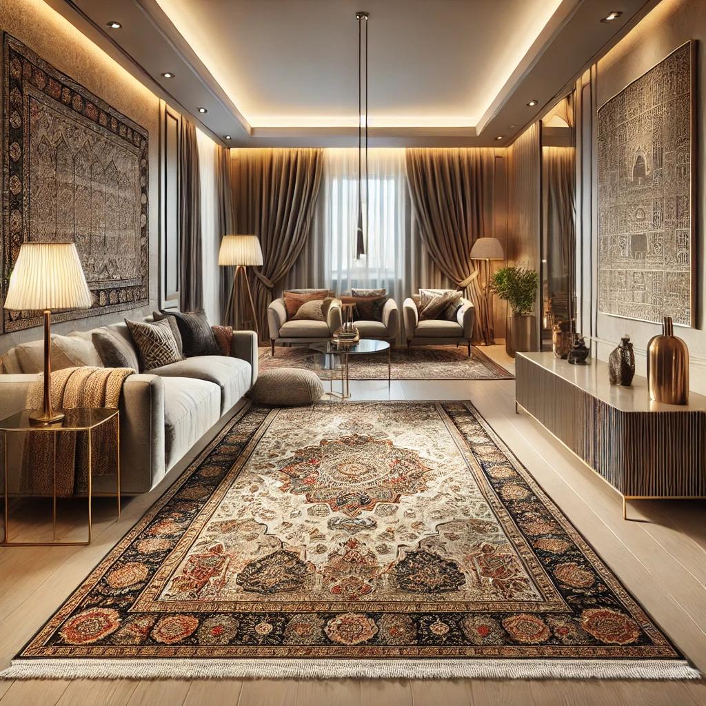 A modern living room with a beautifully placed Per