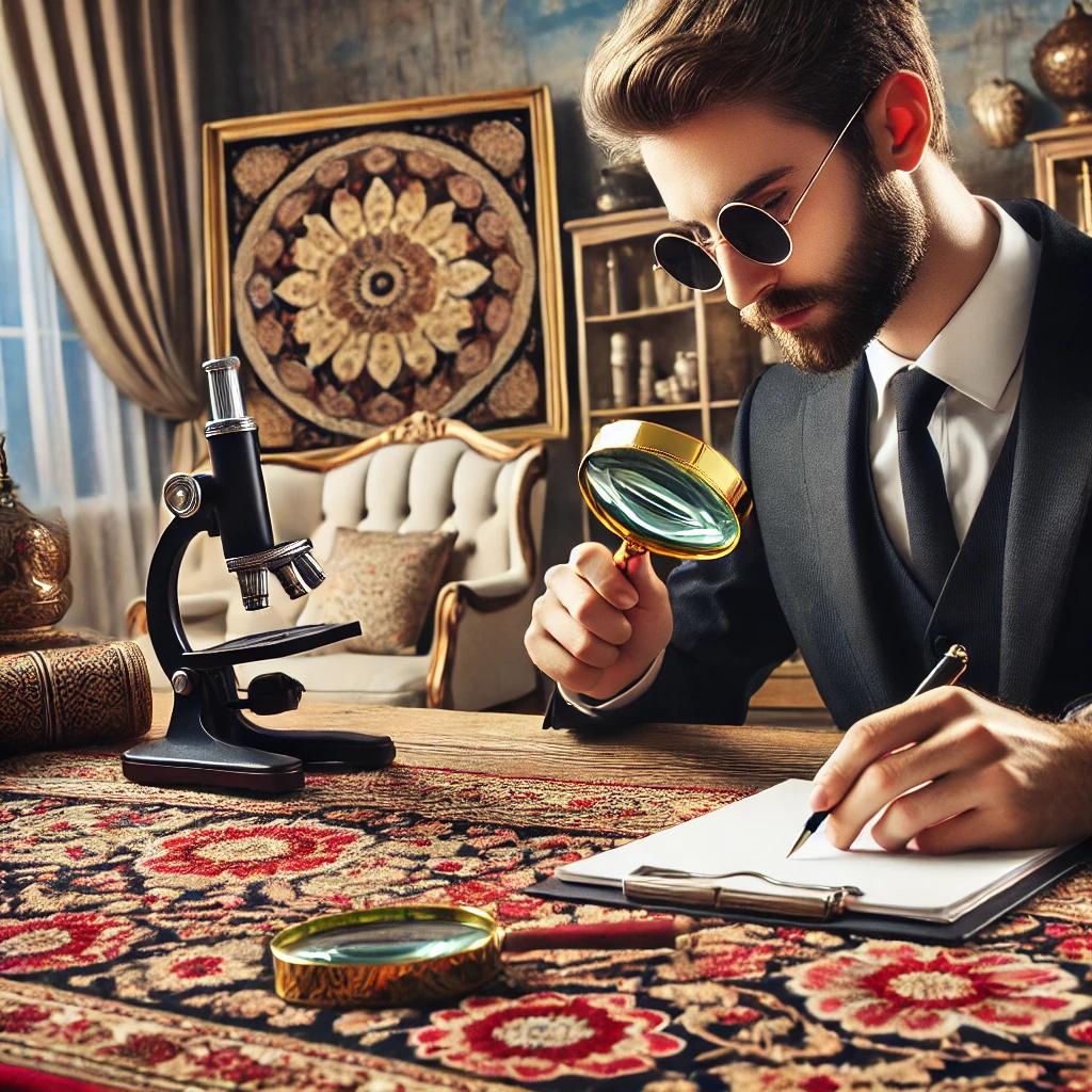 A professional appraiser examining an elegant Pers